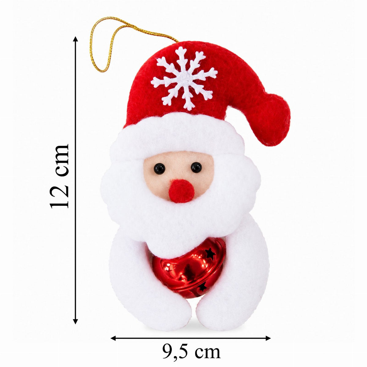 Jõuluvana kujuline jõuluehe riputusaasa ja kellukesega 12 cm RC-K-2774