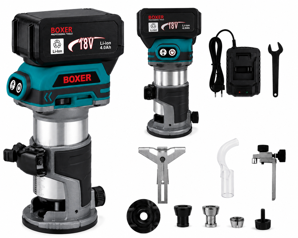 BOXER BX-216 Cordless Router Trimmer 18V 2x3.0Ah – 30,000 RPM 6/8mm