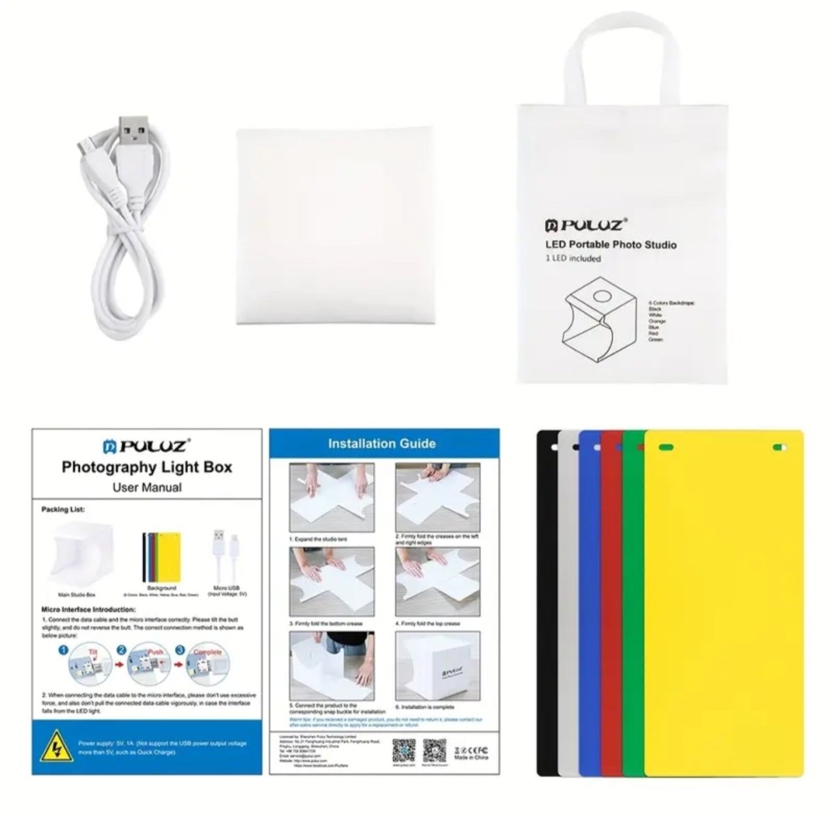 20 cm kaasaskantav kokkupandav fotokast 550 lm valgustusega