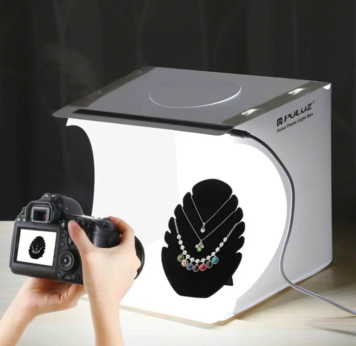 20 cm kaasaskantav kokkupandav fotokast 550 lm valgustusega