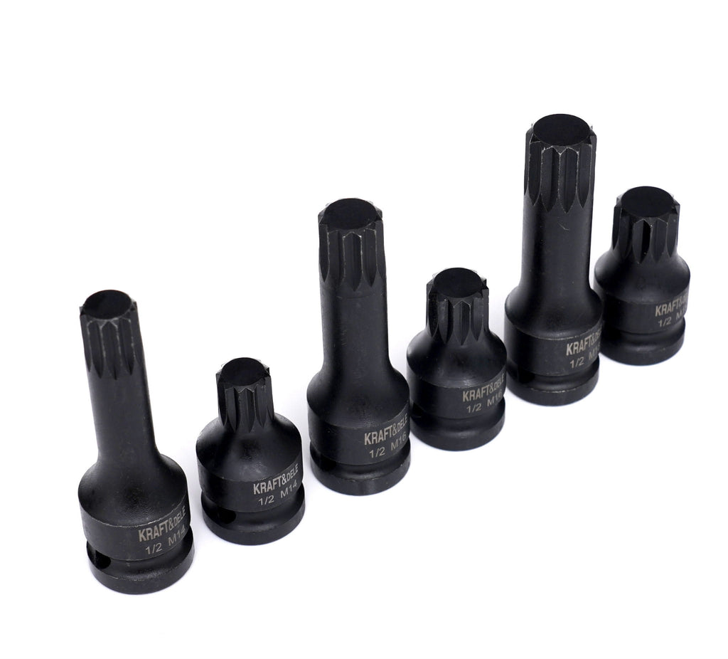 KRAFT&DELE 1/2" löökpadrunite komplekt M14, M16 ja M18, 6 tk KD11761
