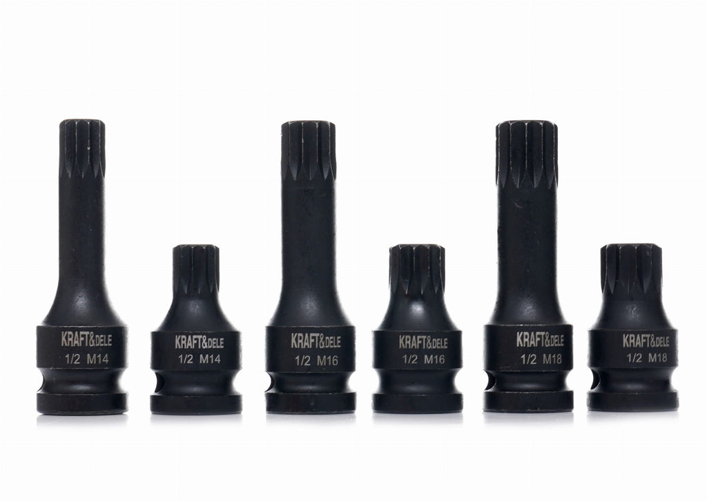 KRAFT&DELE 1/2" löökpadrunite komplekt M14, M16 ja M18, 6 tk KD11761