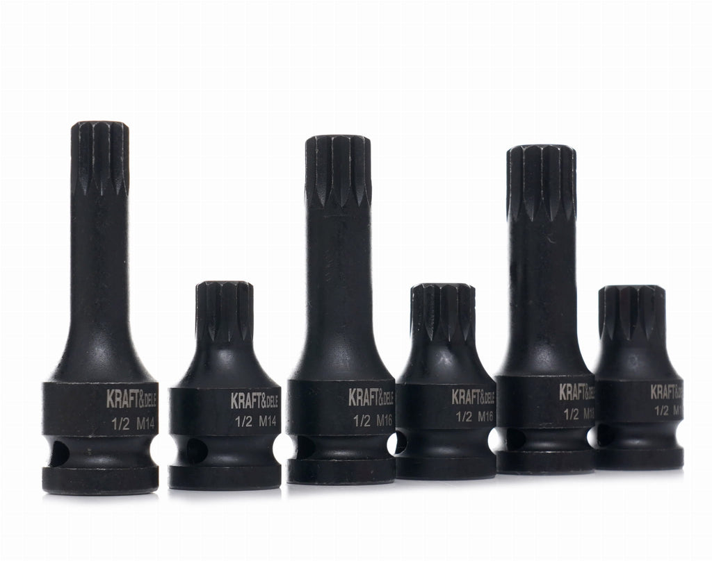 KRAFT&DELE 1/2" löökpadrunite komplekt M14, M16 ja M18, 6 tk KD11761