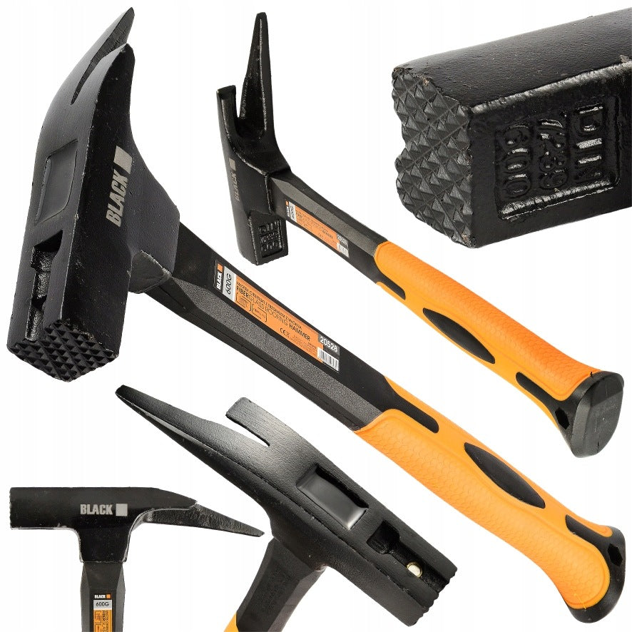 BLACK 600 g roofing and carpenter hammer with fiberglass handle