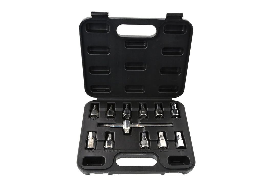 12 pcs Square and Hex Oil Drain Wrench Set with 3/8" Sliding Bar