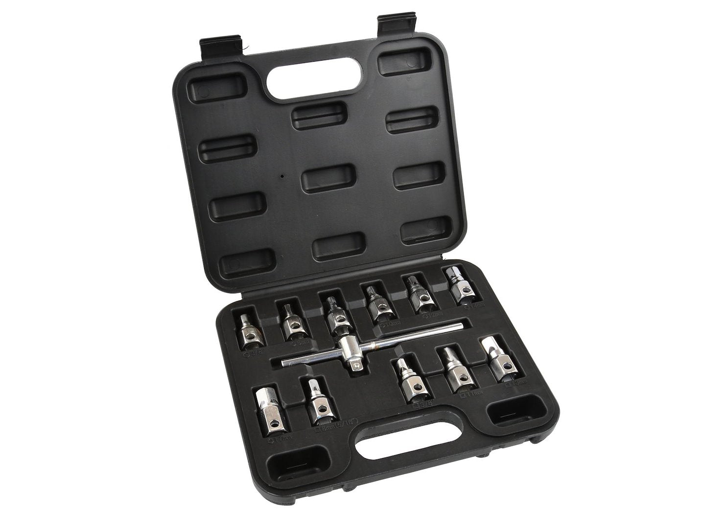 12 pcs Square and Hex Oil Drain Wrench Set with 3/8" Sliding Bar