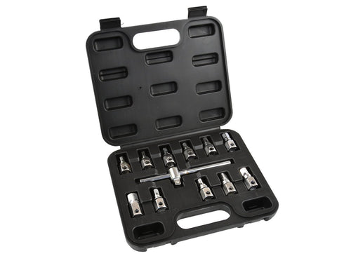 12 pcs Square and Hex Oil Drain Wrench Set with 3/8" Sliding Bar
