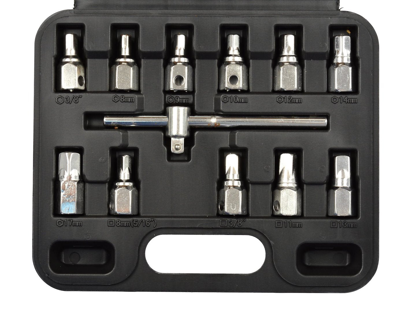 12 pcs Square and Hex Oil Drain Wrench Set with 3/8" Sliding Bar