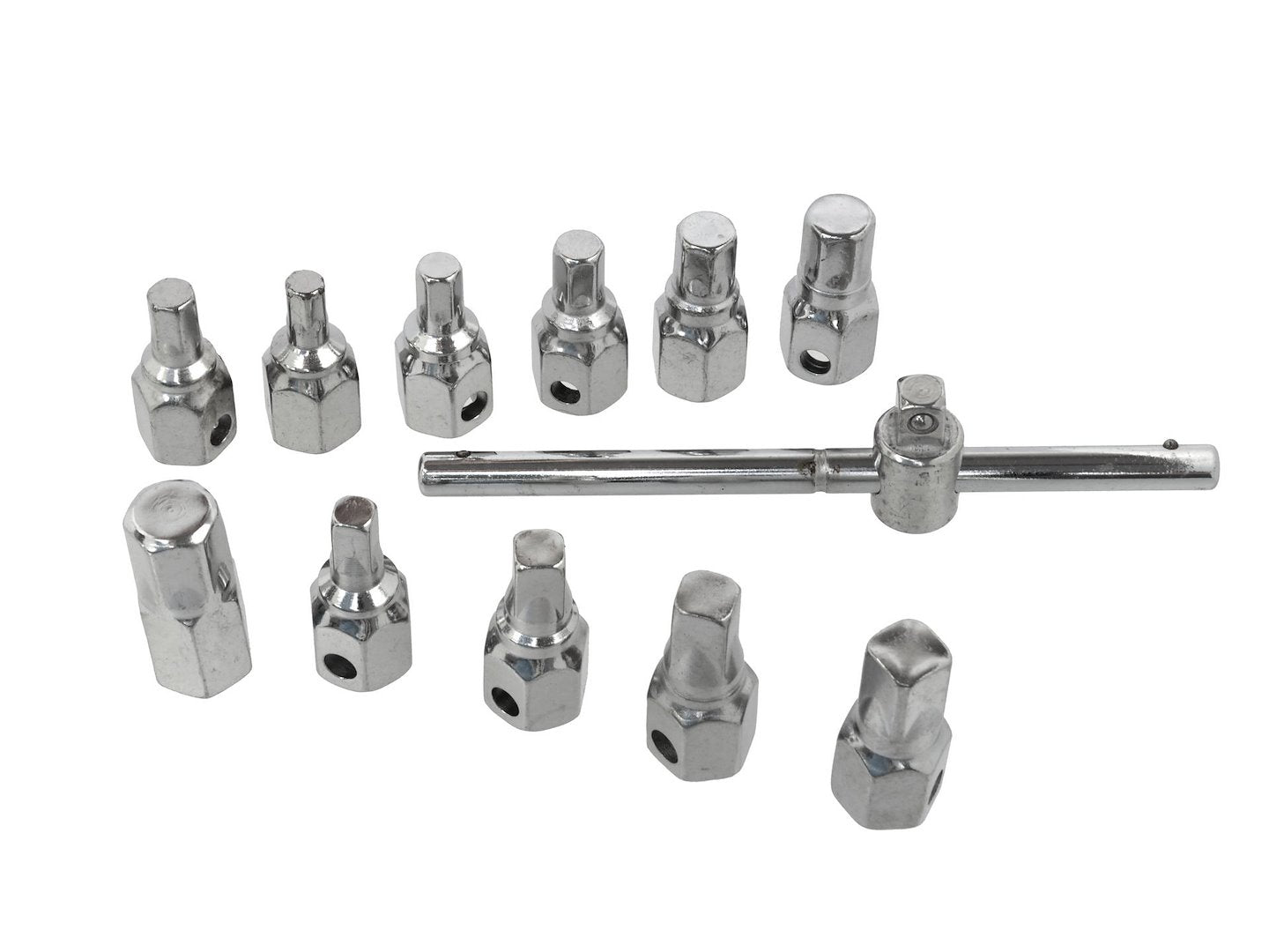 12 pcs Square and Hex Oil Drain Wrench Set with 3/8" Sliding Bar