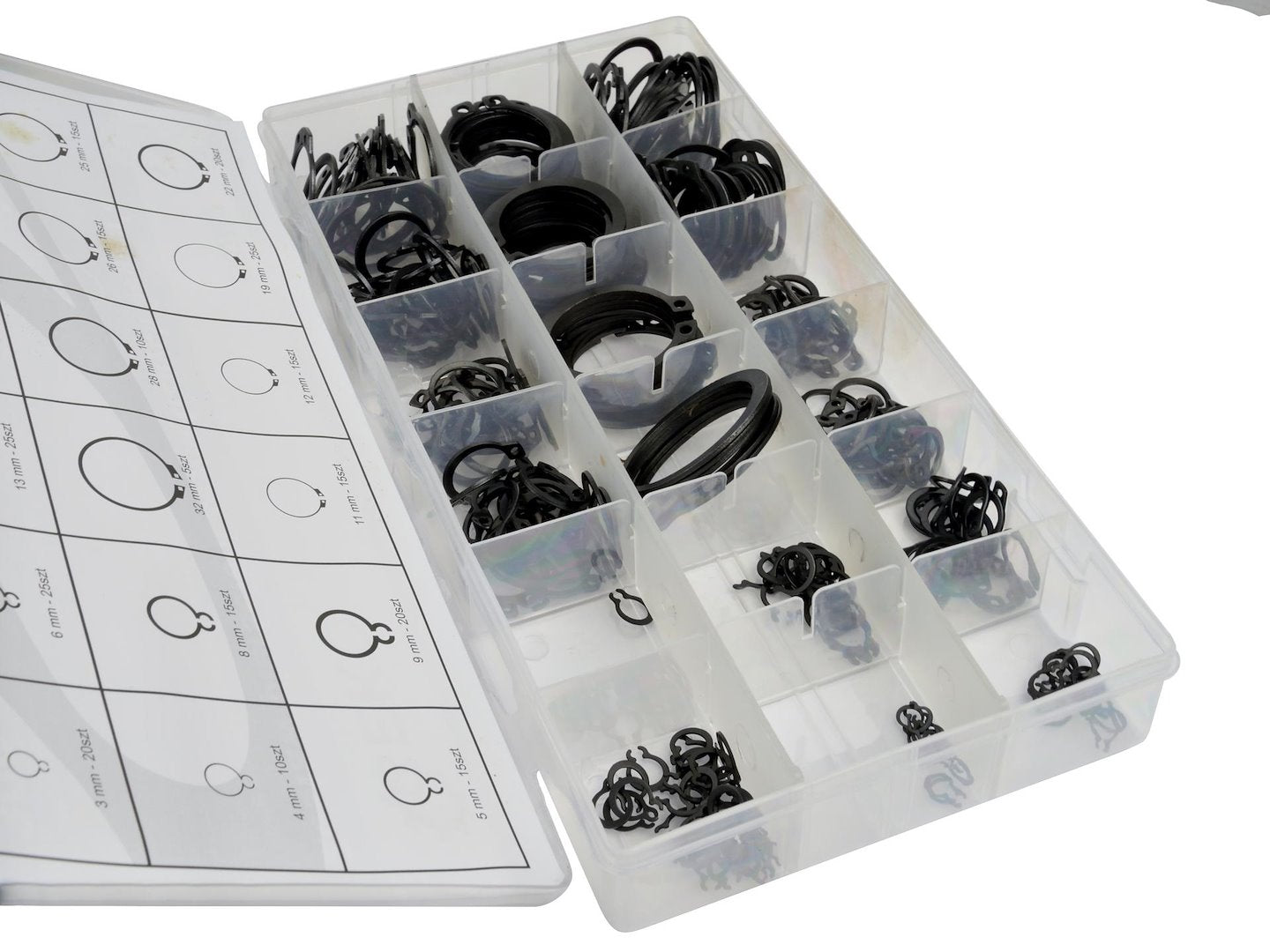 External Circlip Assortment, 300 pcs, 3–32 mm
