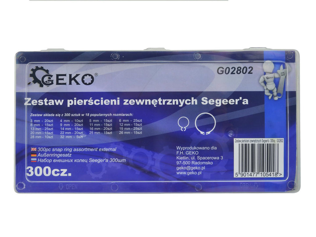External Circlip Assortment, 300 pcs, 3–32 mm