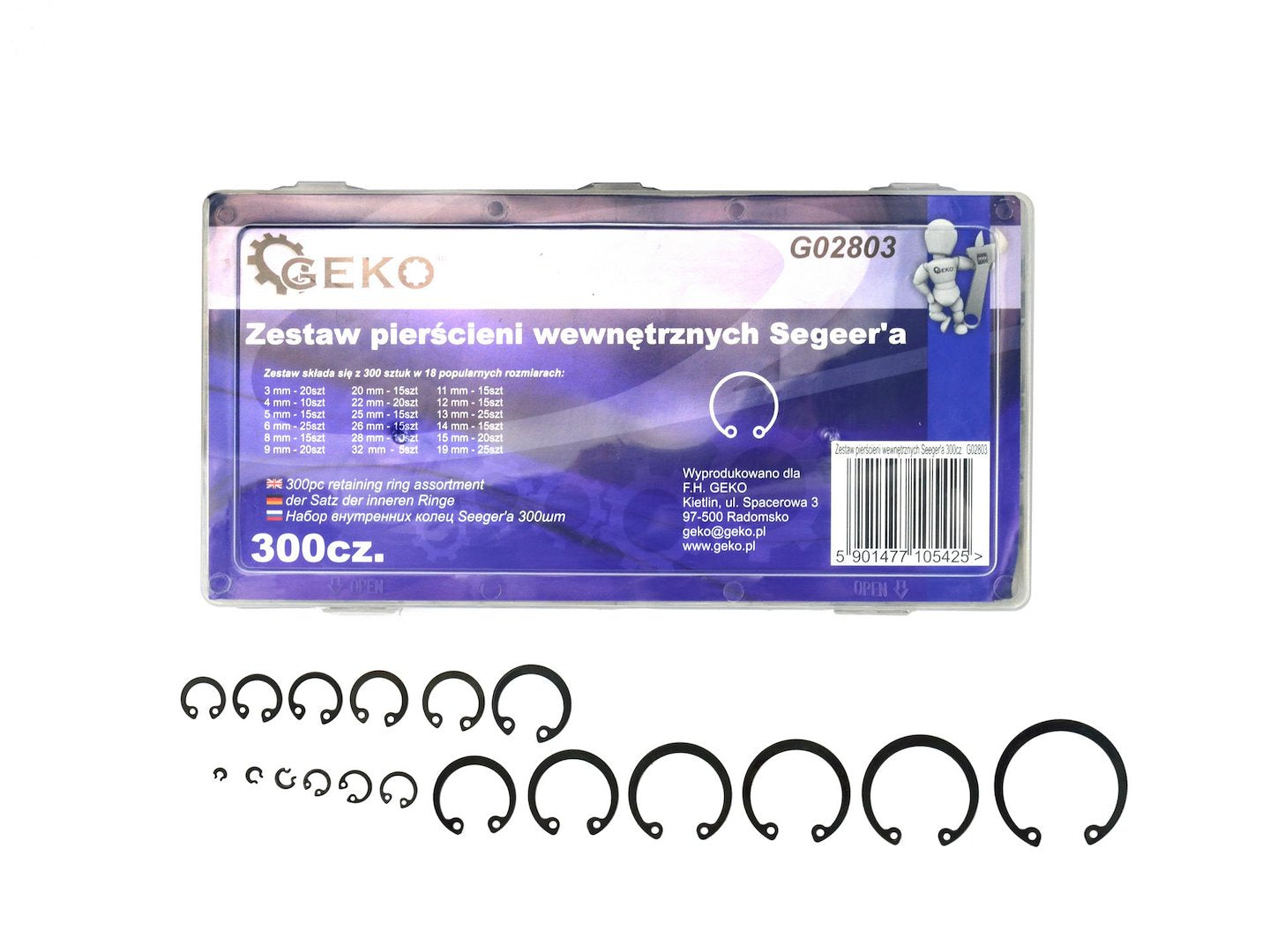 Seeger Internal Circlip Assortment, 300 pcs, 3–32 mm