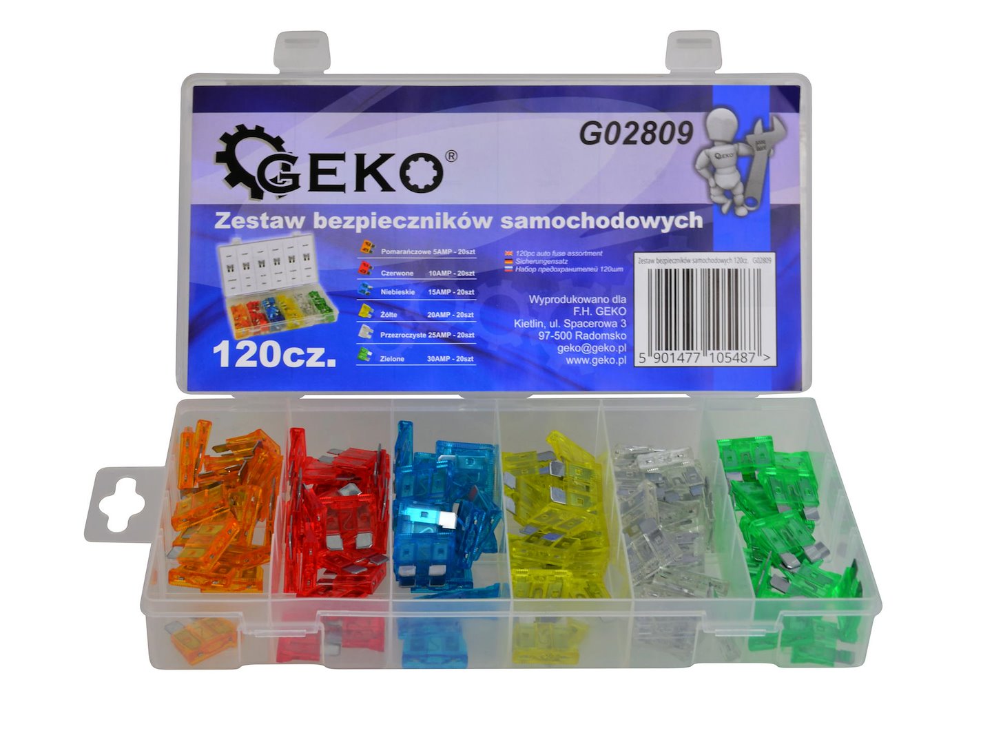 GEKO 120-Piece MINI Automotive Blade Fuse Assortment (5 A to 30 A)
