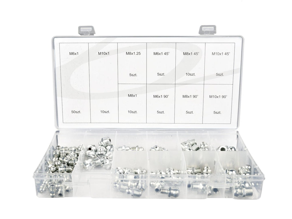 Hydraulic Grease Nipple Assortment, 110 pcs
