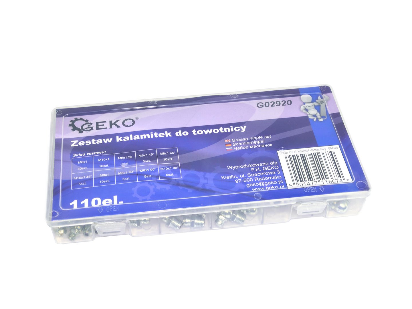 Hydraulic Grease Nipple Assortment, 110 pcs
