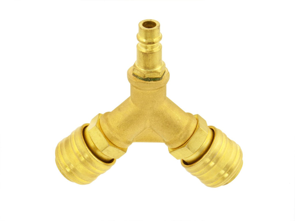 Air tee separator with 1/2" quick connectors