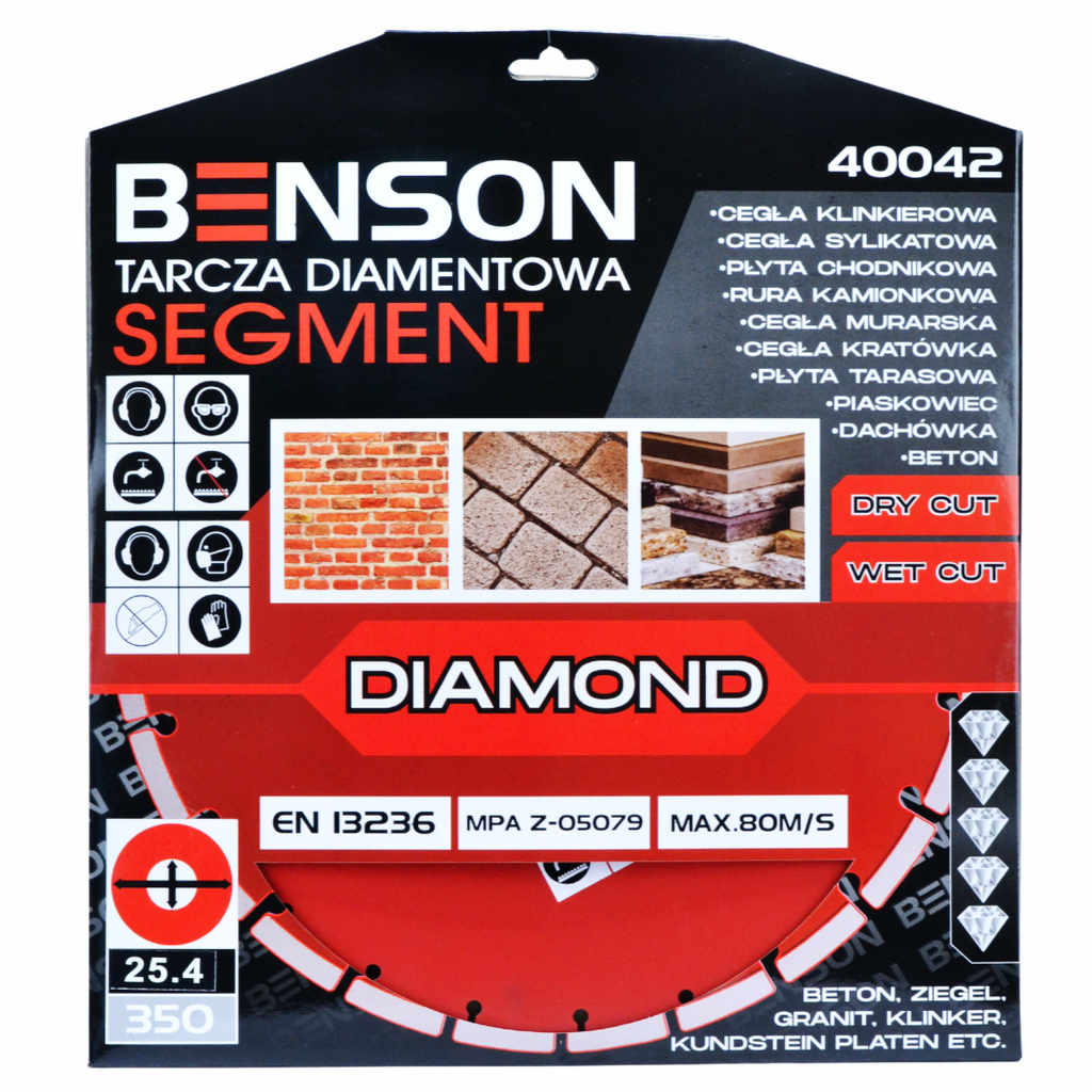 Benson Diamond Blade 350x25.4 for Brick, Concrete, Sandstone, Roof Tile, and Paving Stone