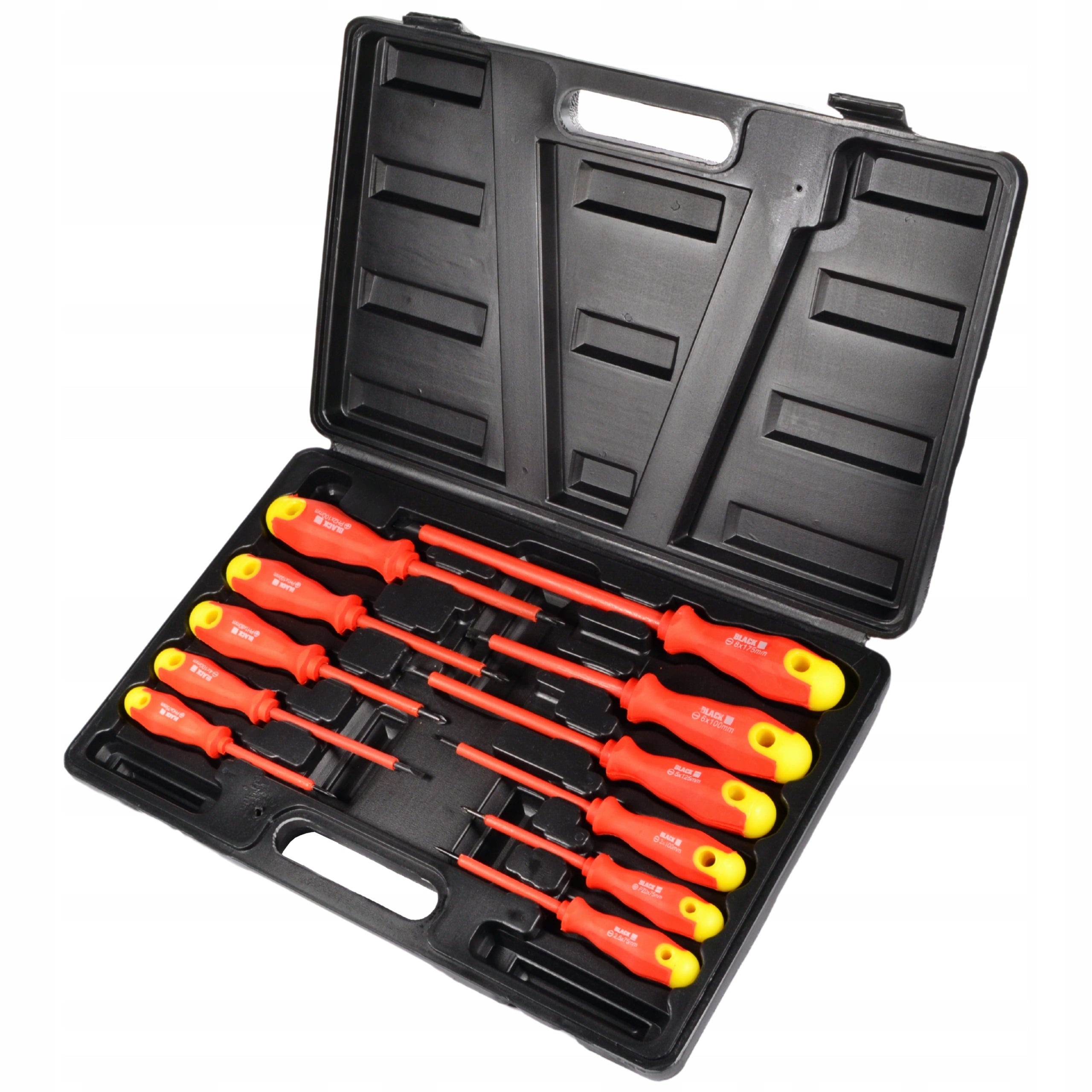 Set of 11 Insulated Screwdrivers for Electricians with Case