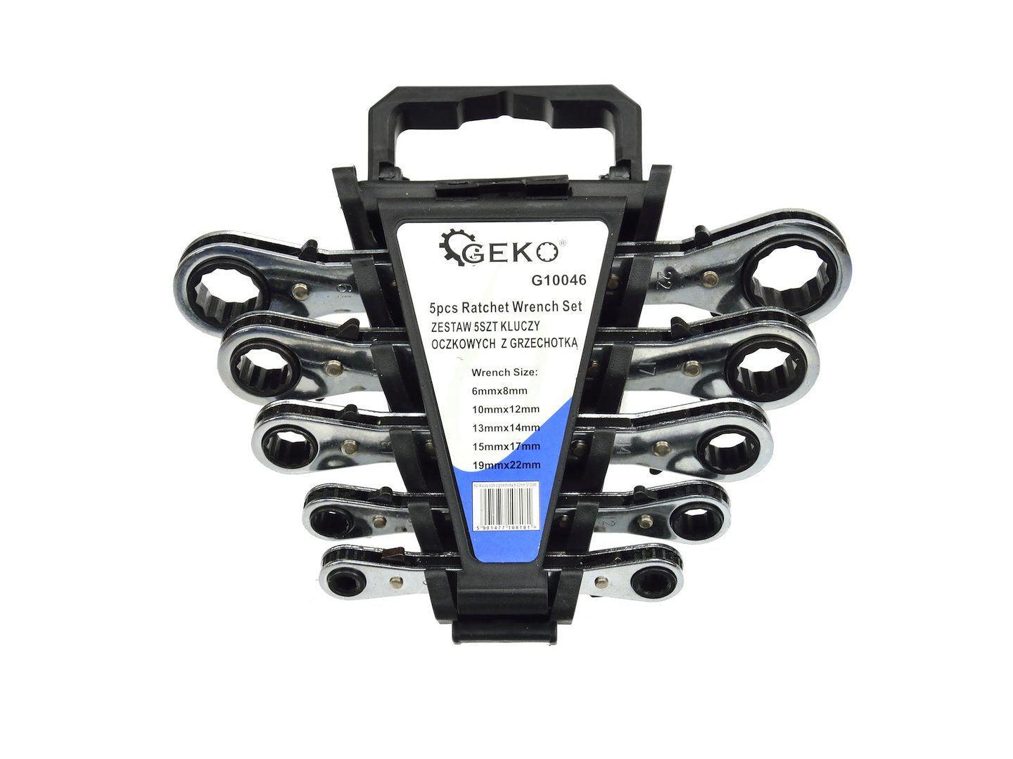 5-Piece Double Box-End Ratcheting Wrench Set, 6-22 mm