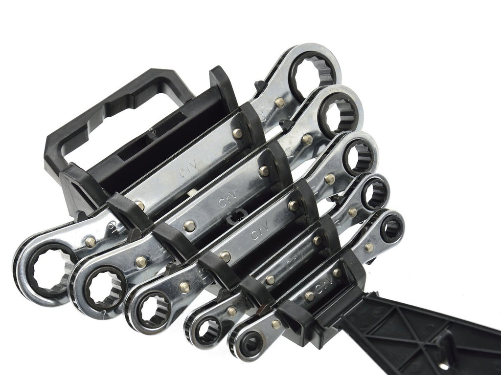 5-Piece Double Box-End Ratcheting Wrench Set, 6-22 mm