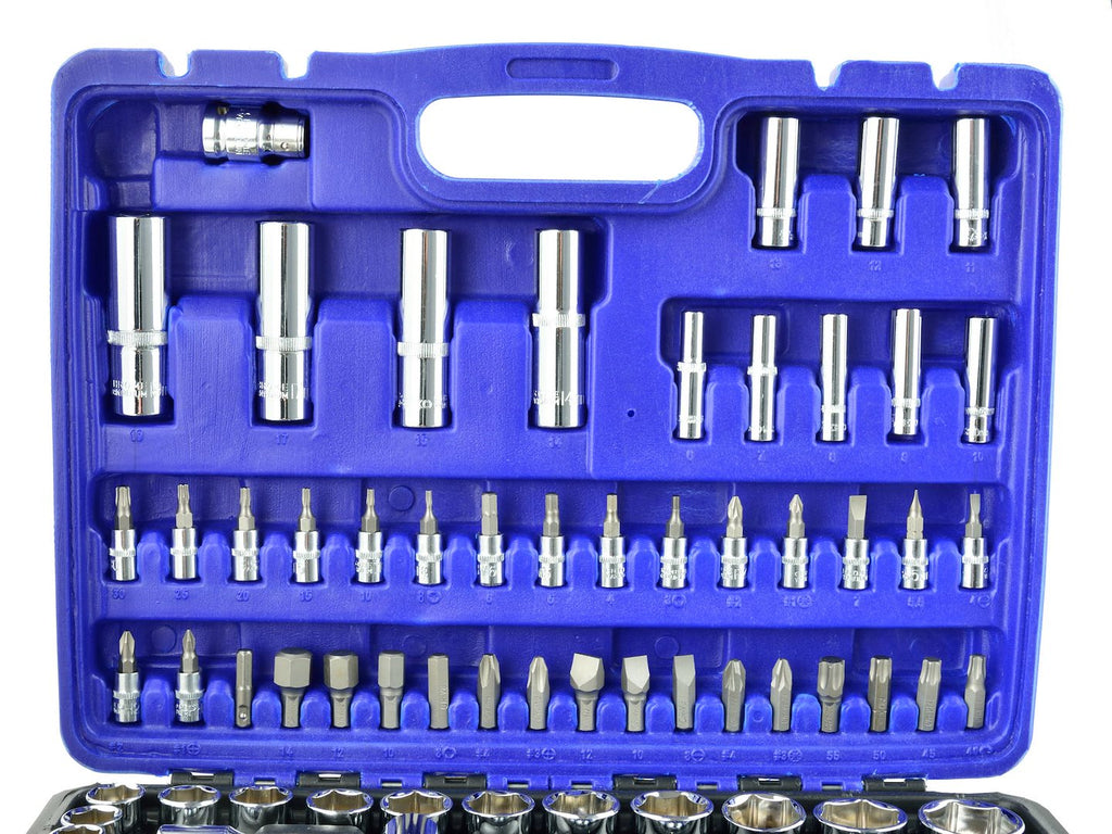 GEKO Mechanics Tool Set, Polished CrV, 94 pcs, 1/2" & 1/4" Drive