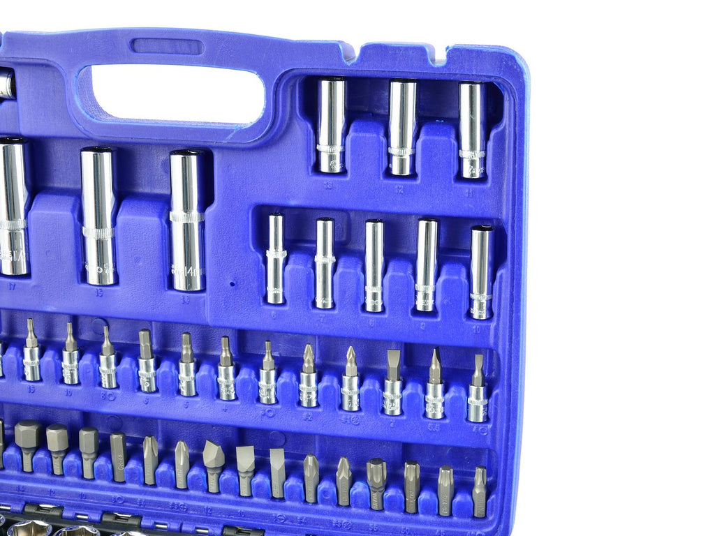 GEKO Mechanics Tool Set, Polished CrV, 94 pcs, 1/2" & 1/4" Drive