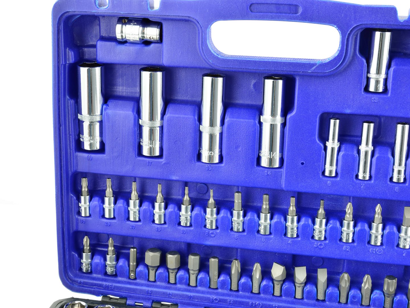 GEKO Mechanics Tool Set, Polished CrV, 94 pcs, 1/2" & 1/4" Drive
