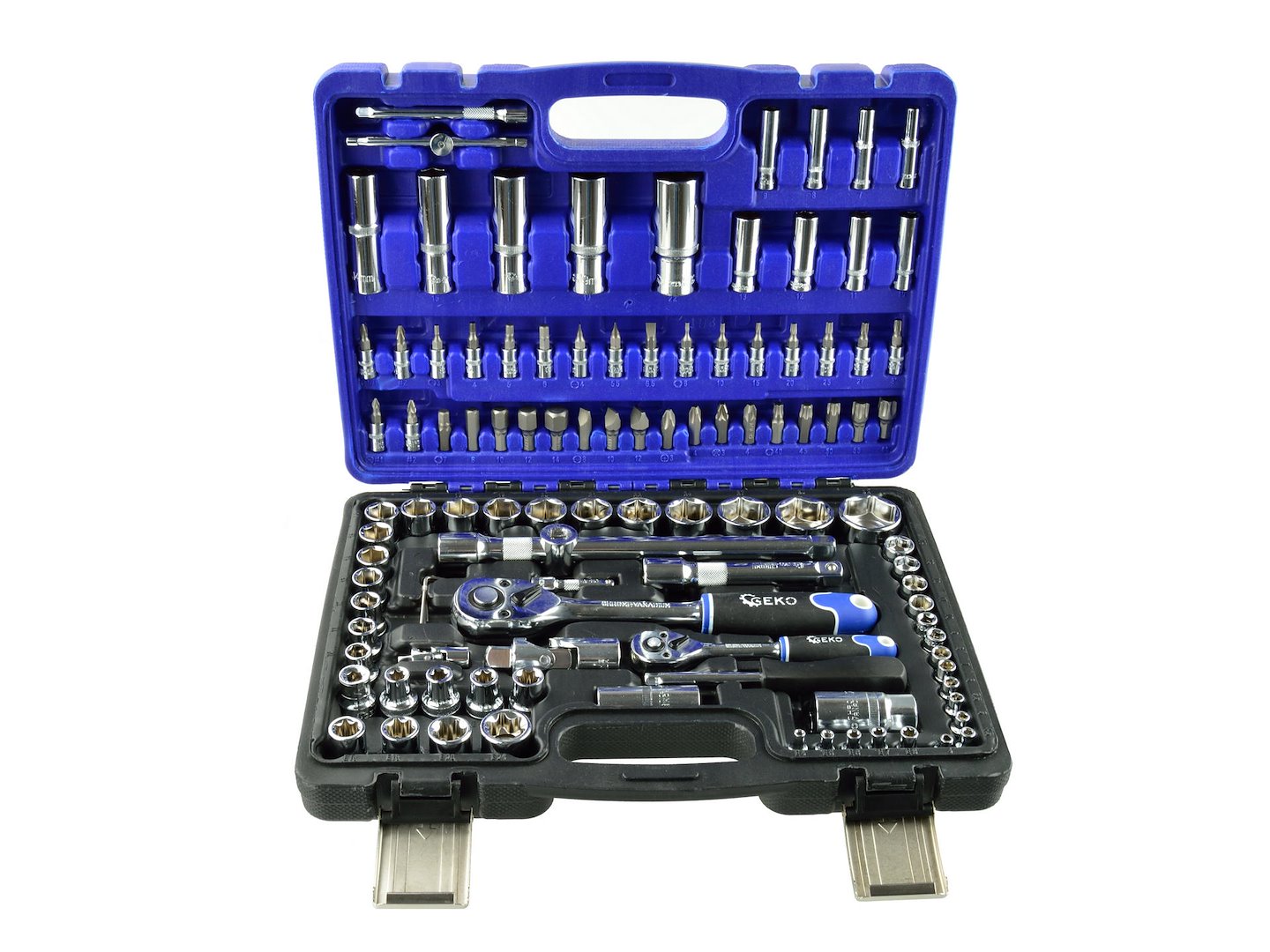 GEKO Mechanics Tool Set, Polished CrV, 108 pcs, 1/2" & 1/4" Drive