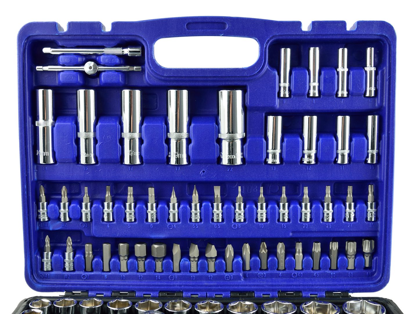GEKO Mechanics Tool Set, Polished CrV, 108 pcs, 1/2" & 1/4" Drive