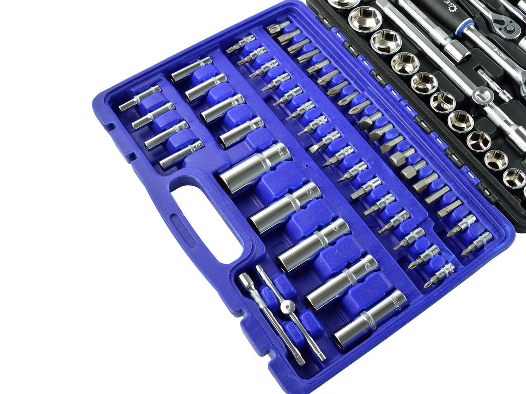 GEKO Mechanics Tool Set, Polished CrV, 108 pcs, 1/2" & 1/4" Drive