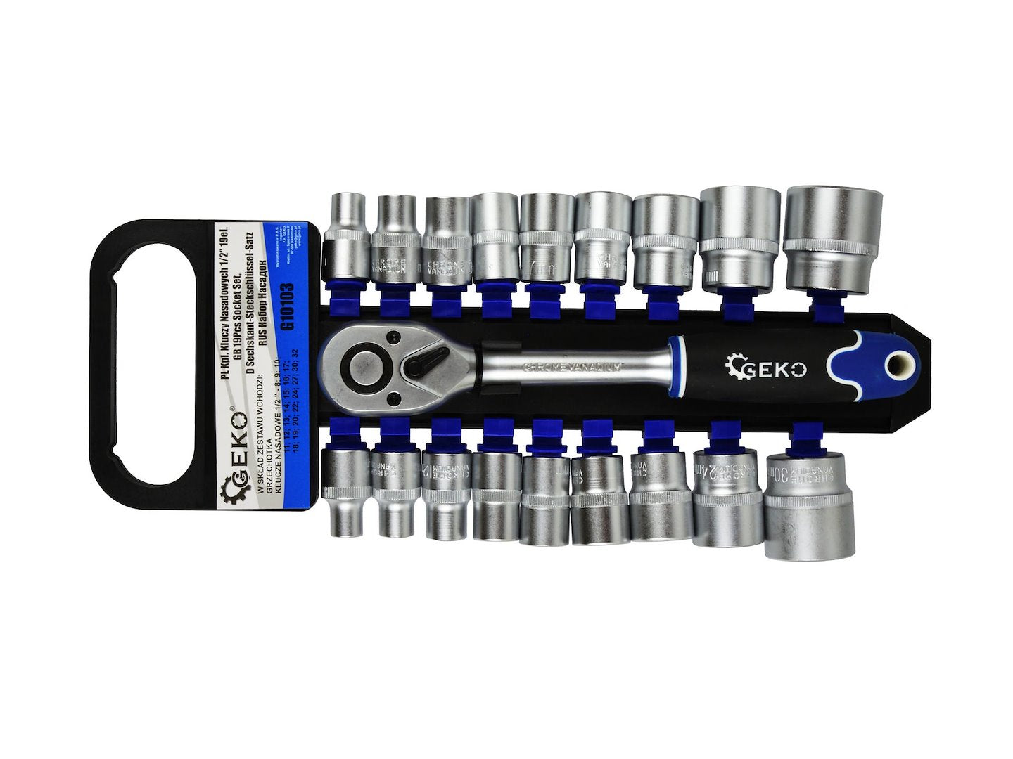 Socket Set CrV 1/2" Drive 8-32 mm, 19 pcs