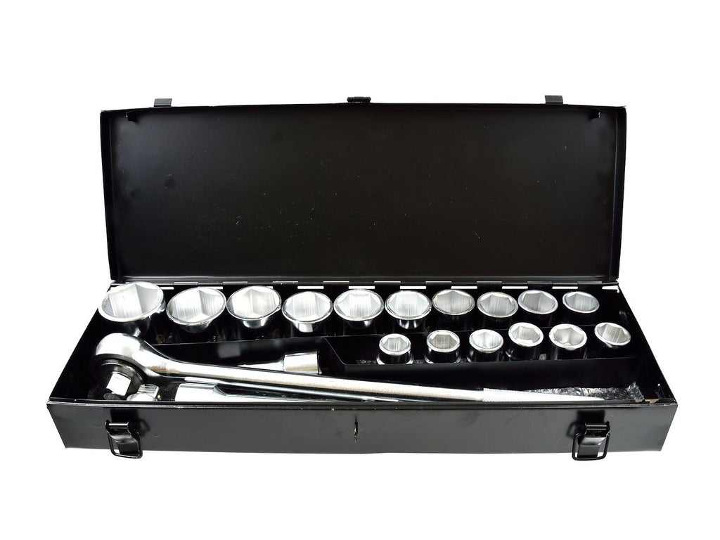 6-Point Socket Set, 3/4" Drive, 19-50 mm, 21 pcs, Metal Case