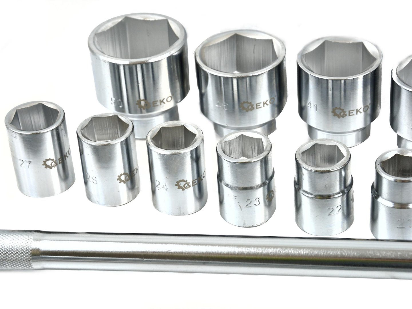 6-Point Socket Set, 3/4" Drive, 19-50 mm, 21 pcs, Metal Case