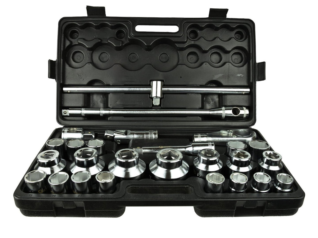 6-Point Socket Set, 3/4" & 1" Drive, 21-65 mm, 26 pcs