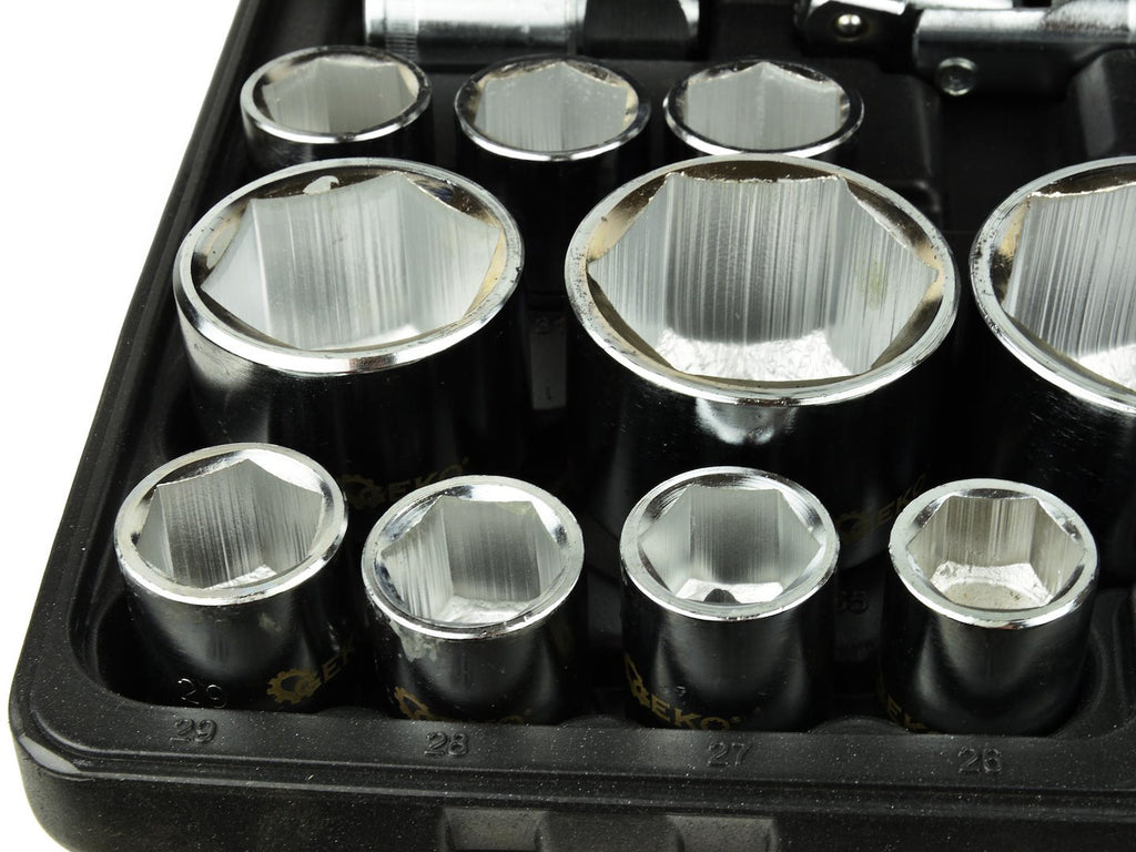 6-Point Socket Set, 3/4" & 1" Drive, 21-65 mm, 26 pcs