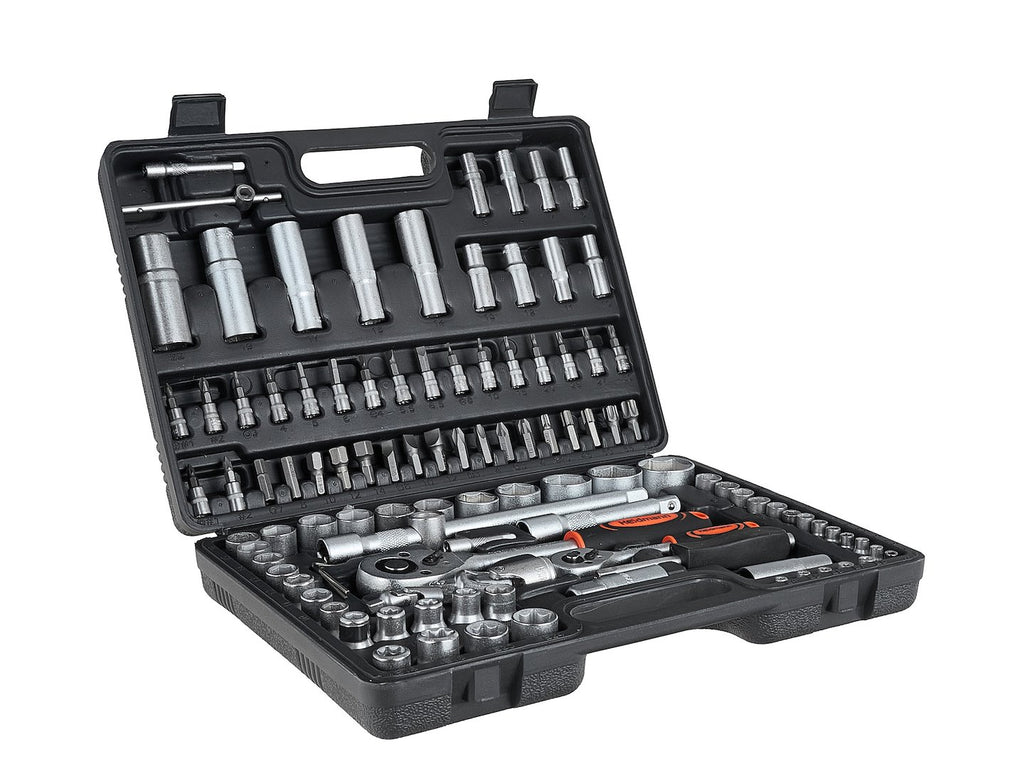 108-piece Socket Set with 1/2" and 1/4" Drives, Ratchets, Adapters and Extensions