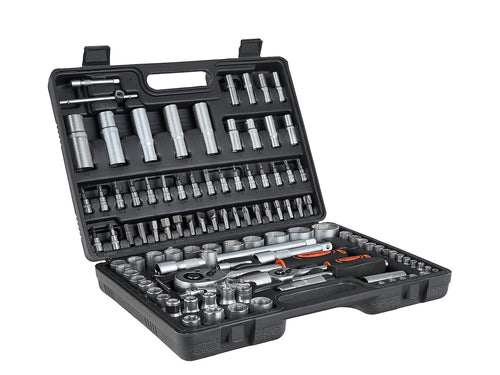 108-piece Socket Set with 1/2" and 1/4" Drives, Ratchets, Adapters and Extensions