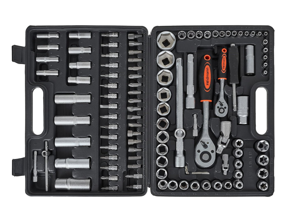 108-piece Socket Set with 1/2" and 1/4" Drives, Ratchets, Adapters and Extensions