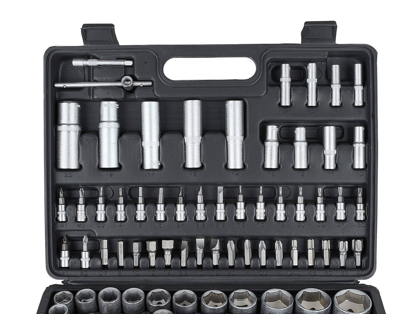 108-piece Socket Set with 1/2" and 1/4" Drives, Ratchets, Adapters and Extensions