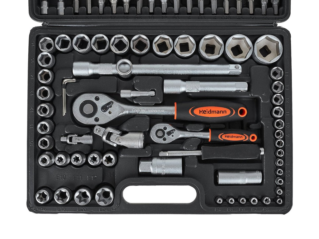 108-piece Socket Set with 1/2" and 1/4" Drives, Ratchets, Adapters and Extensions