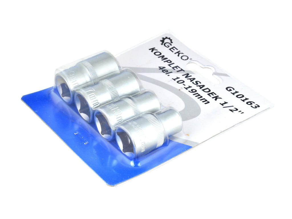 4-piece 1/2" 10-19 mm Cr-V Socket Set