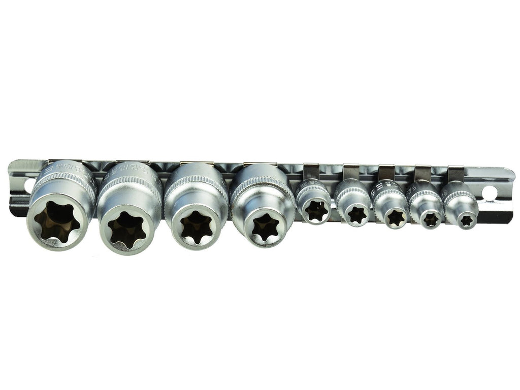 TORX Socket Set E4-E16 CrV 1/4 & 1/2 in. Drive, 9 pcs