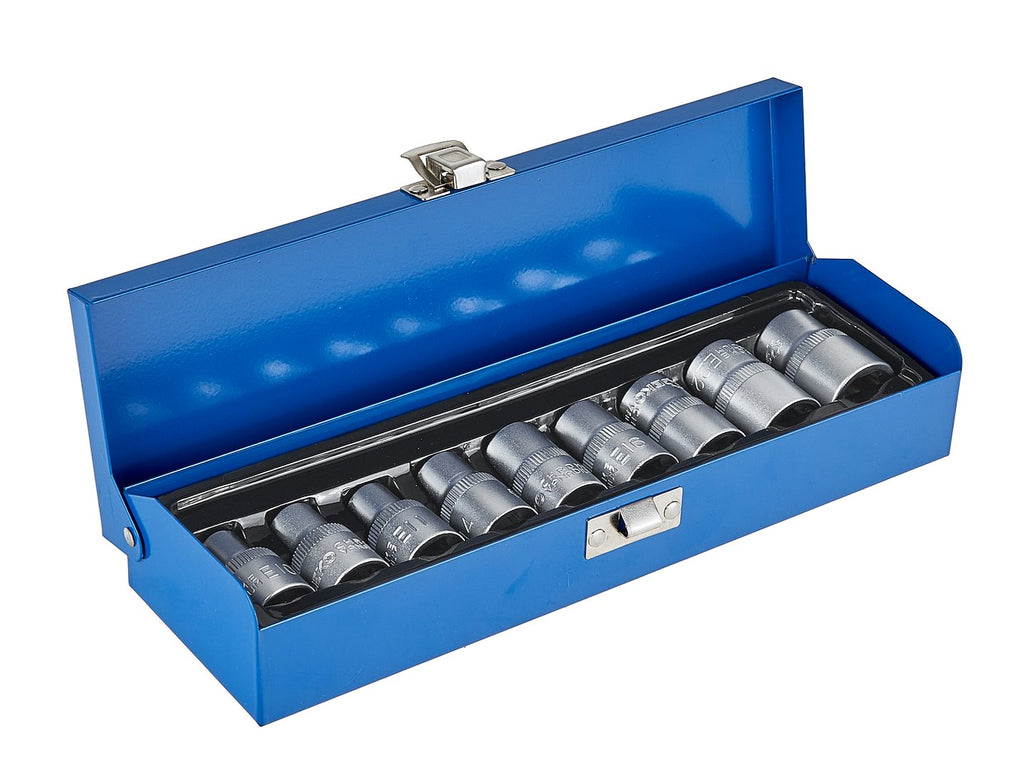 TORX (E) Socket Set E10–E24, CrV, 1/2" Drive, 9 pcs, metal case