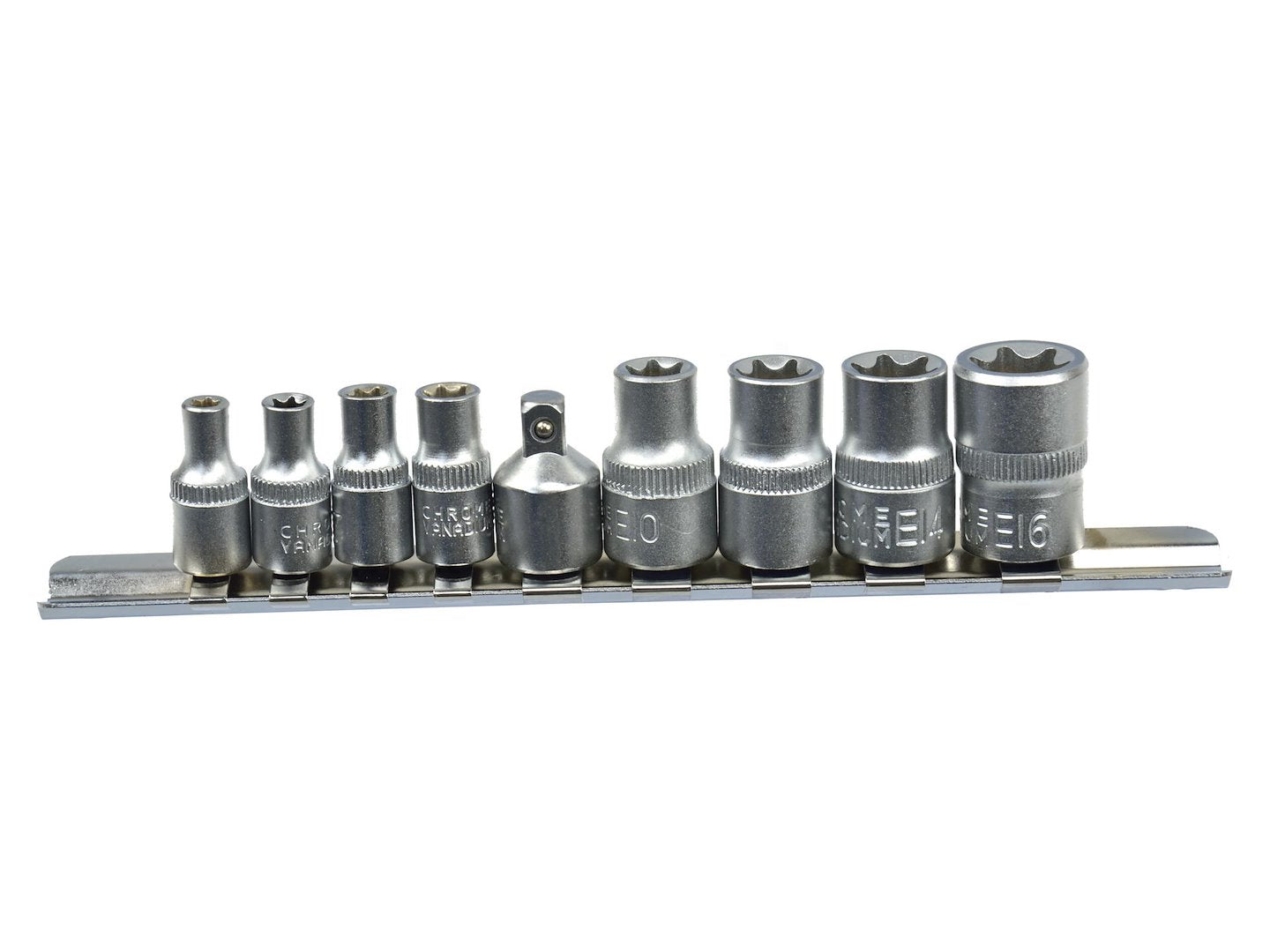 TORX Socket Set E5-E16 CrV 1/4" & 3/8" Drive, 9 pcs