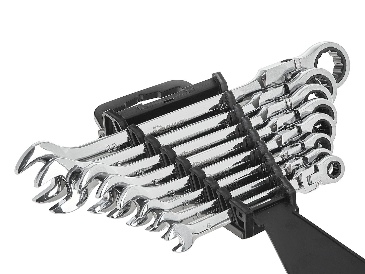 Flexible-Head Ratchet Combination Spanner Set, 8–22 mm, 8 pcs