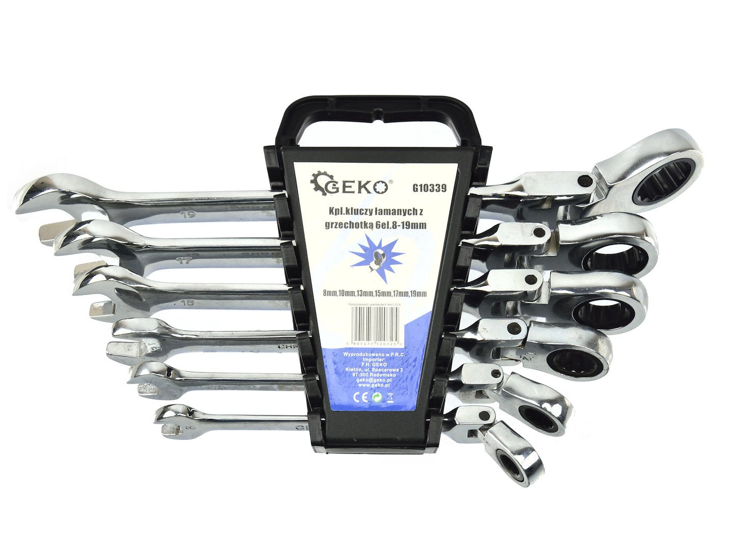 Flexible-Head Ratchet Combination Spanner Set, 6 pc (8–19 mm)