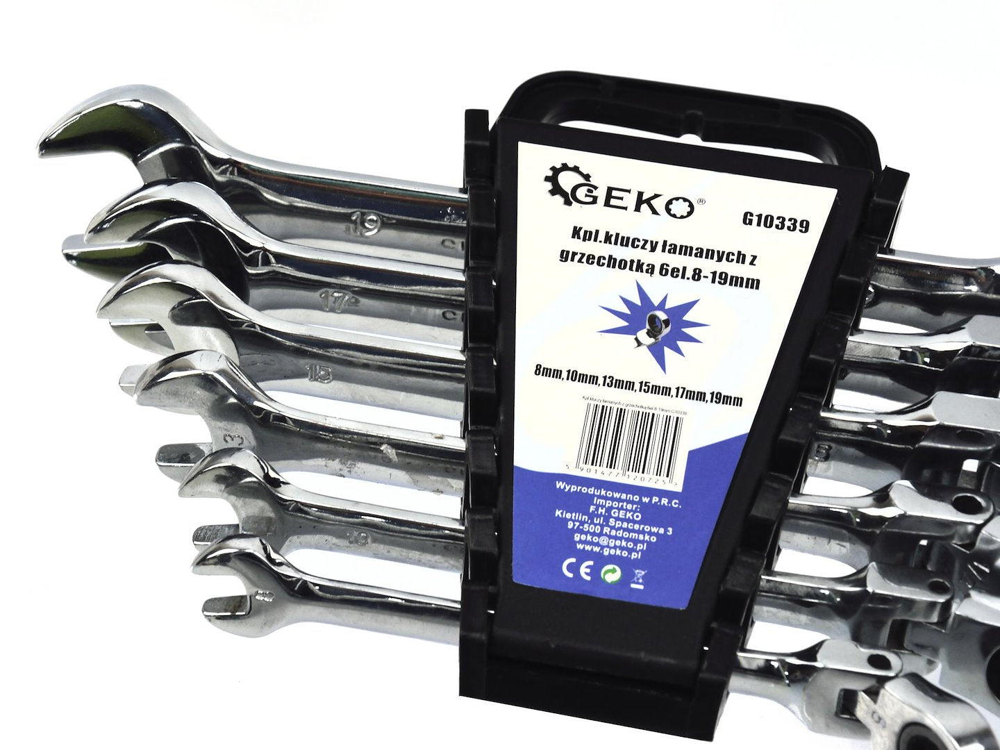 Flexible-Head Ratchet Combination Spanner Set, 6 pc (8–19 mm)