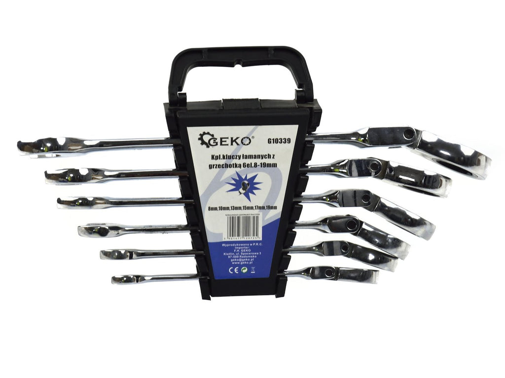 Flexible-Head Ratchet Combination Spanner Set, 6 pc (8–19 mm)