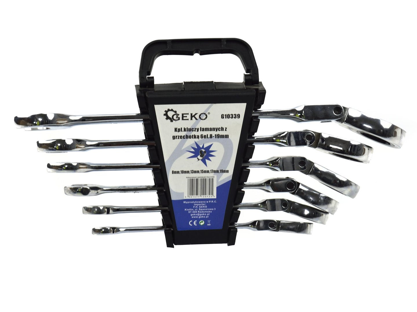 Flexible-Head Ratchet Combination Spanner Set, 6 pc (8–19 mm)