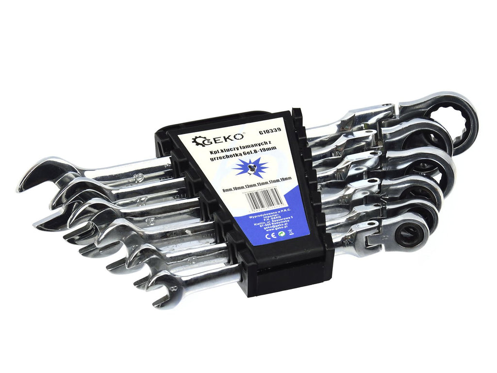 Flexible-Head Ratchet Combination Spanner Set, 6 pc (8–19 mm)
